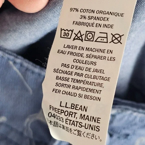 LL Bean Blue Favorite Fit Chino Shorts Womens 8 Stretch Lightweight Geometric - Picture 10 of 11